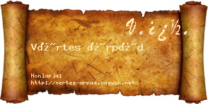 Vértes Árpád névjegykártya
